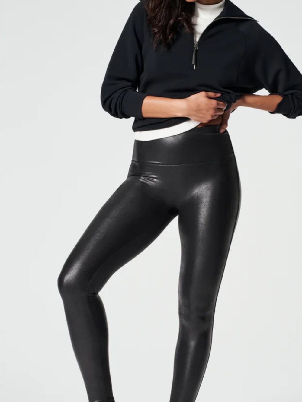 SPANX Black Faux Leather-Look Leggings